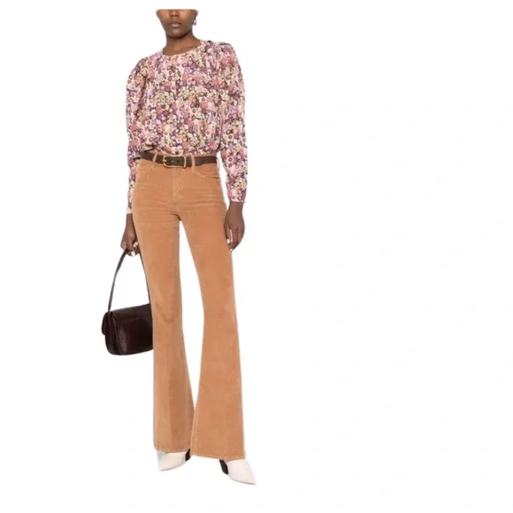 NEW FRAME Latte Tan Corduroy Le High-Rise Flare Leg Jeans Size 34 - Picture 3 of 13